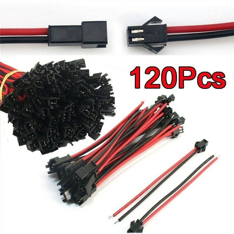 120pcs 2Pin  Plug SM Connector Terminal Male Female Wire Connector Adapter