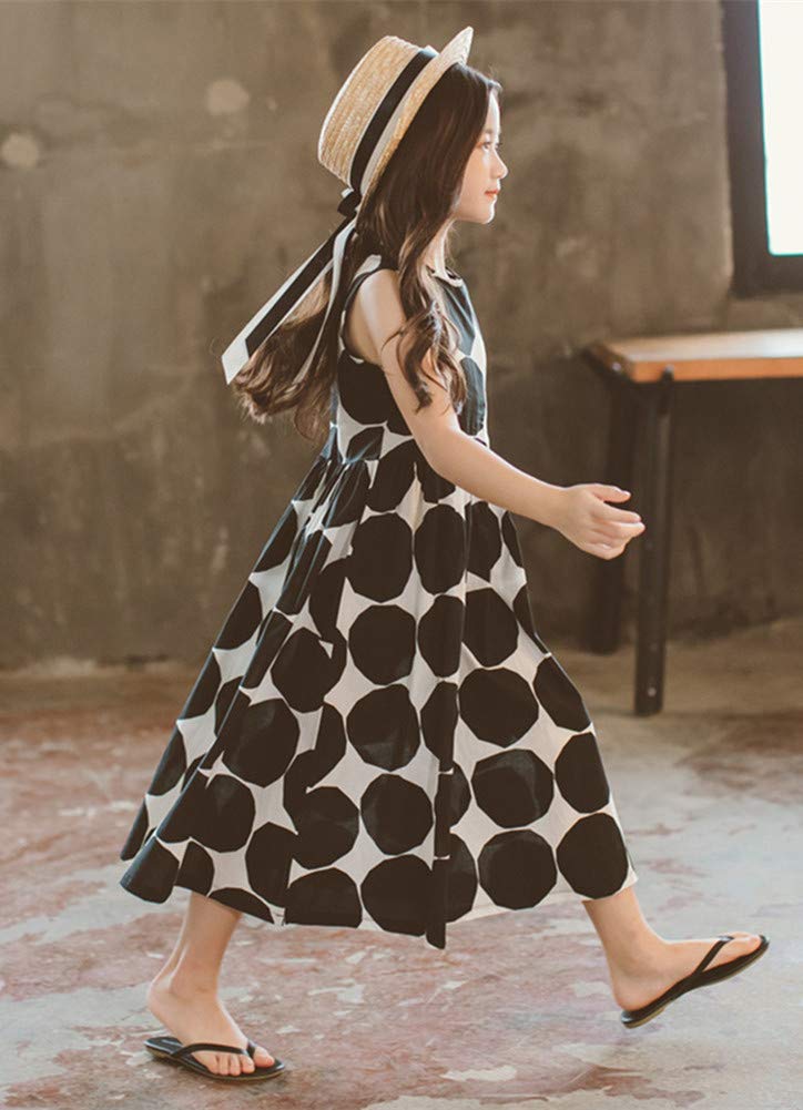 Long Sleeveless Summer Dress with Oversized Polka Maxi Simple Hawaiian Perfect for and Size 130 Biei-ya Kids' Dots, Style, Style, Casual, Resorts,