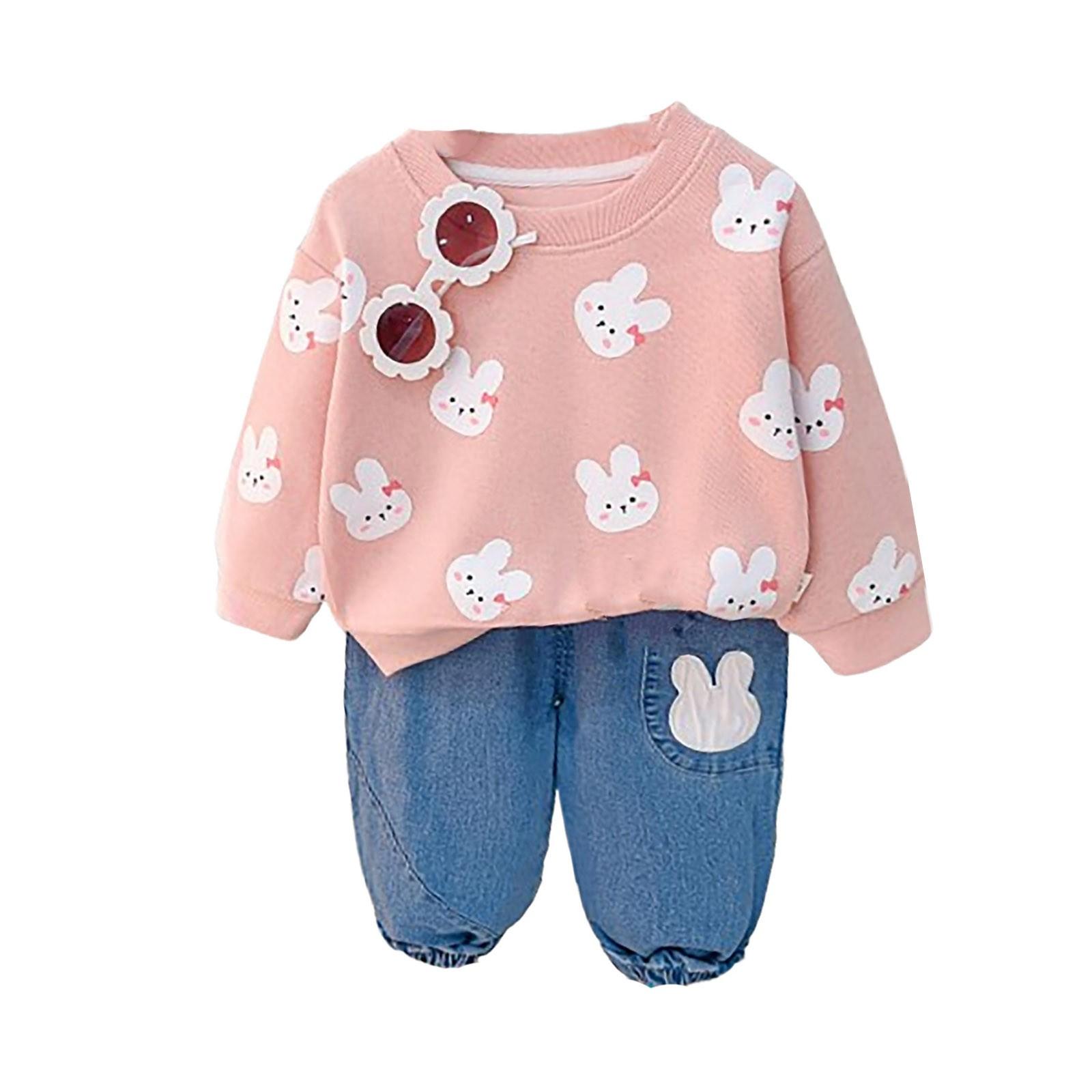 

Детская толстовка в весенне-осеннем стиле, детская одежда с героями мультфильмов, комплект из двух предметов 100 розовый