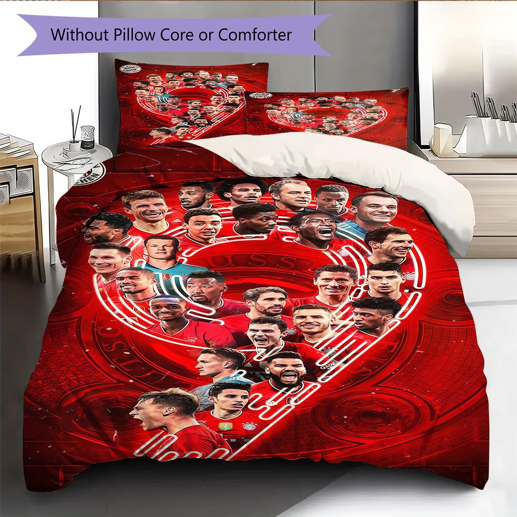 FCB Pattern Bedding Quilt Set Quilt Cover Pillowcase Home Decoration Birthday Gift (1 * duvet cover + 2 * pillowcase, without core)