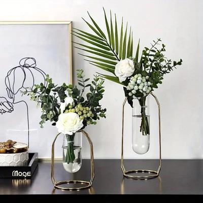 Gold Wrought Iron Metal Vase Hydroponic Container Test Tube Vase Living Room Illustration Decoration - Small & Large Sizes