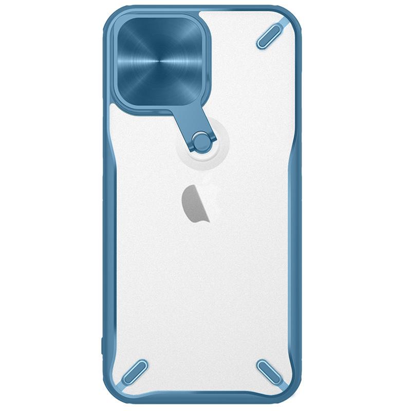 Nillkin Cyclops Case: Durable Cover with Camera Guard & Folding Stand for iPhone 13 Pro - Blue