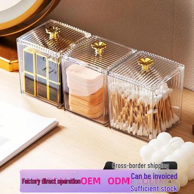 Toz Geçirmez & Su Geçirmez Kapaklı Makyaj Masaları İçin Kozmetik Pamuk Çubuğu Saklama Kutusu