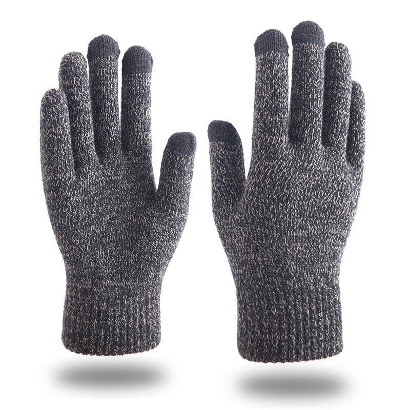 Touch screen knitted thermal gloves, enlarged velvet, non-slip and cold-proof