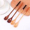 Wooden Milk Honey Soup Spoon Solid Wood Tableware Long Handle Teaspoon Coffee Spoon Stir Stick Kitchen Accessories Sets