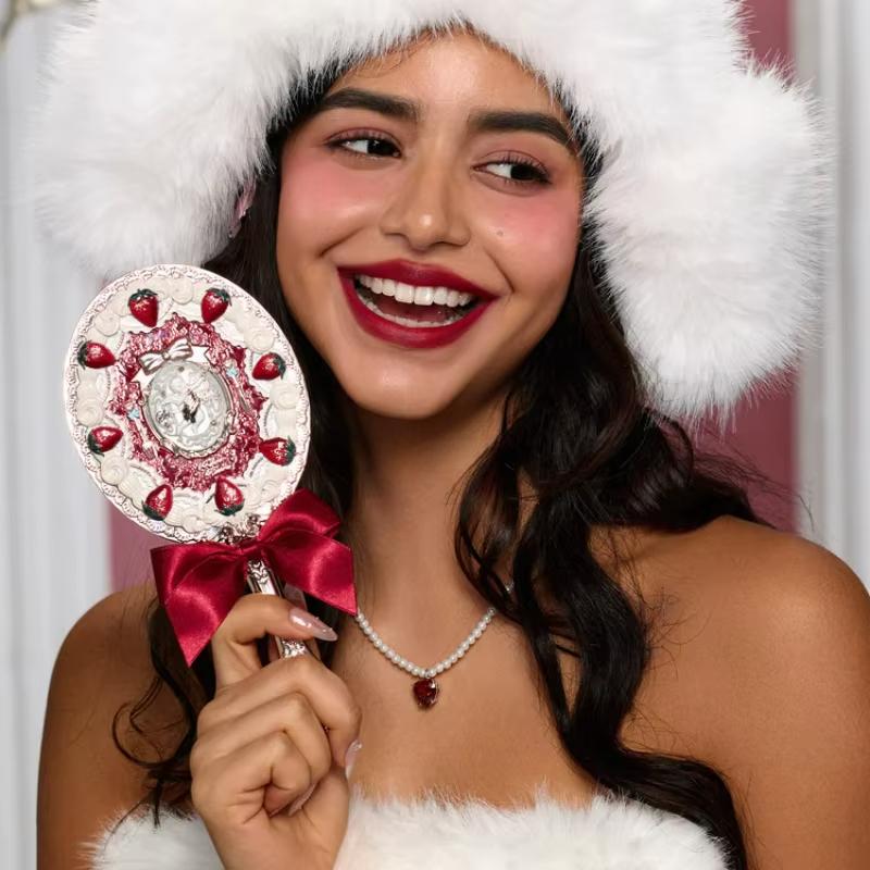 Miroir de poche Fleur Sait Fraise Cupidon Fleur Sait Miroirs de Maquillage Miroir Vintage