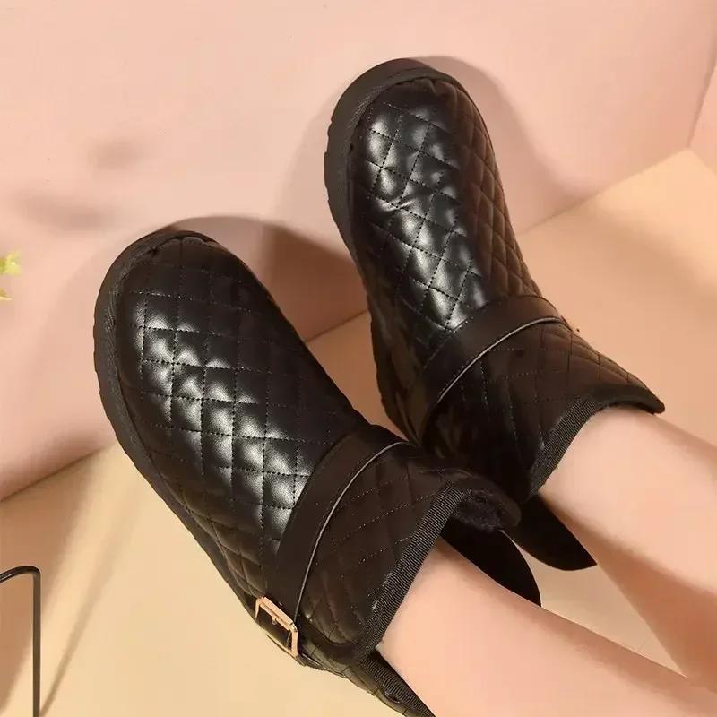 Fashion Waterproof Elegant With Low Heels Female Ankle Shoes Y2k Protective On Offer Slip High Quality Pu Work Ladies Booties Snow Boots