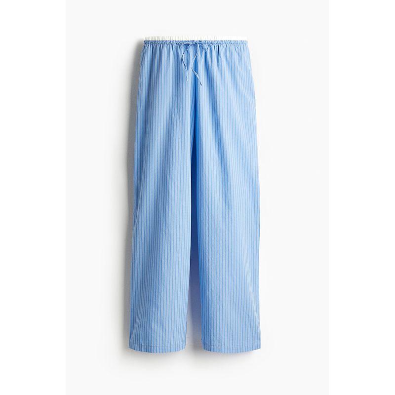 

HM Женская одежда Домашние брюки 2025 Лето Новые Прямые Свободные Полосатые Двойная талия Голова Поплин Пижамные брюки 1270295 Blue/Stripes 150/60(XXS)