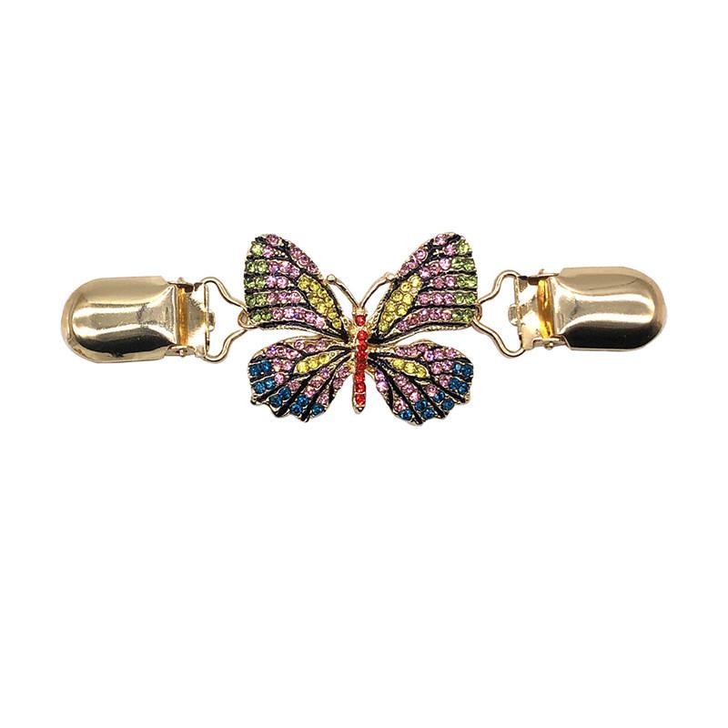 Butterfly Enamel Brooch Pin For Women With Alloy Material And Sparkling Detailing