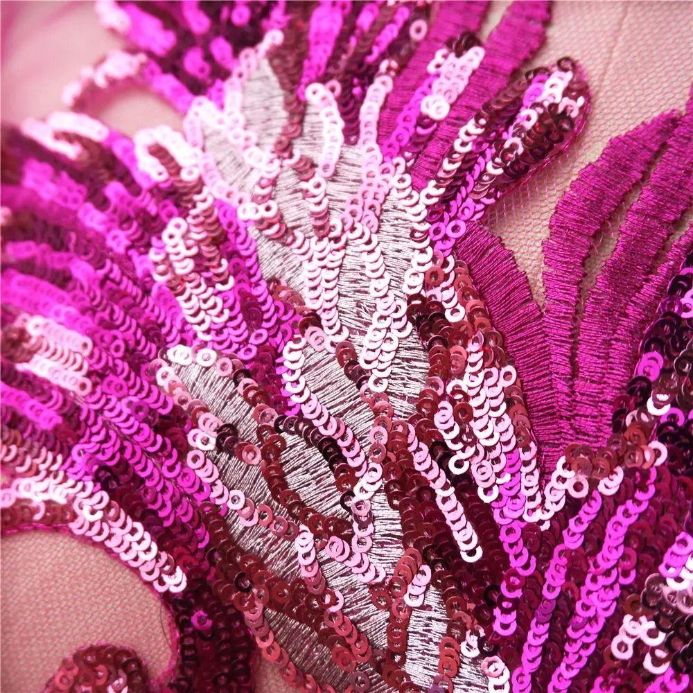 Patch Sequin Embroidery Sequin Appliques Phoenix Tail DIY Sew On Patch Embroidery Patch Wedding Gown DIY Decoration