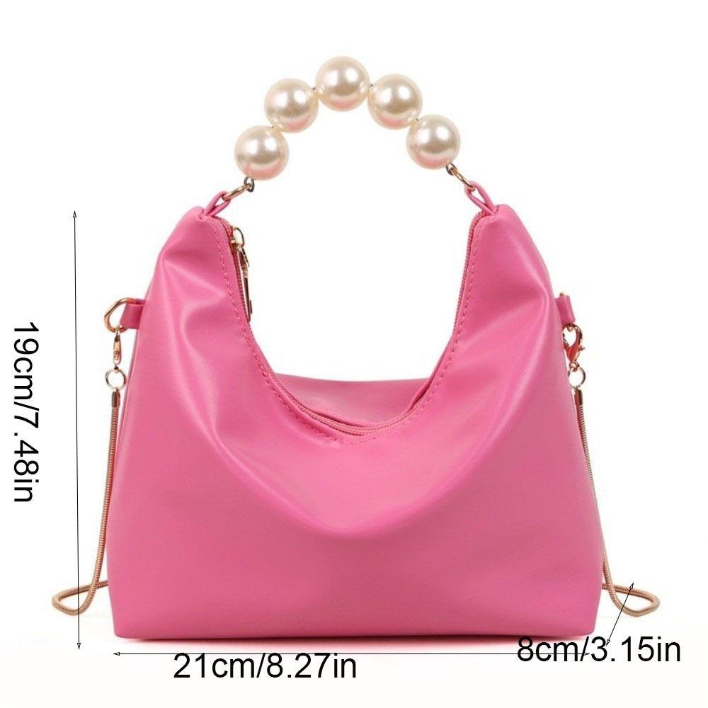 PU Leather Cloud Shoulder Bag Korean Style Women Crossbody Bag Casual Pearl Handle Handbag  Wallet