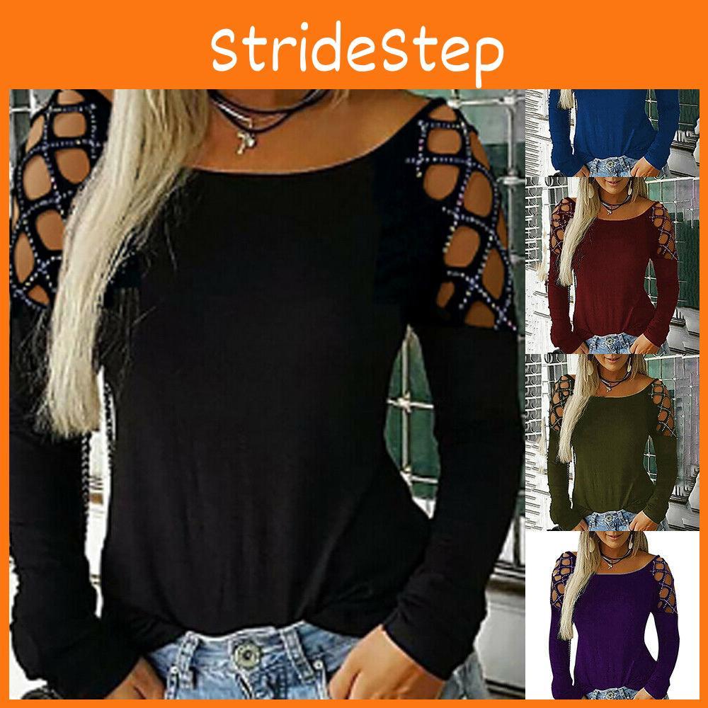 Women Long Hollow Sleeve Loose T Shirt Ladies Summer Casual Blouse Tops Tee