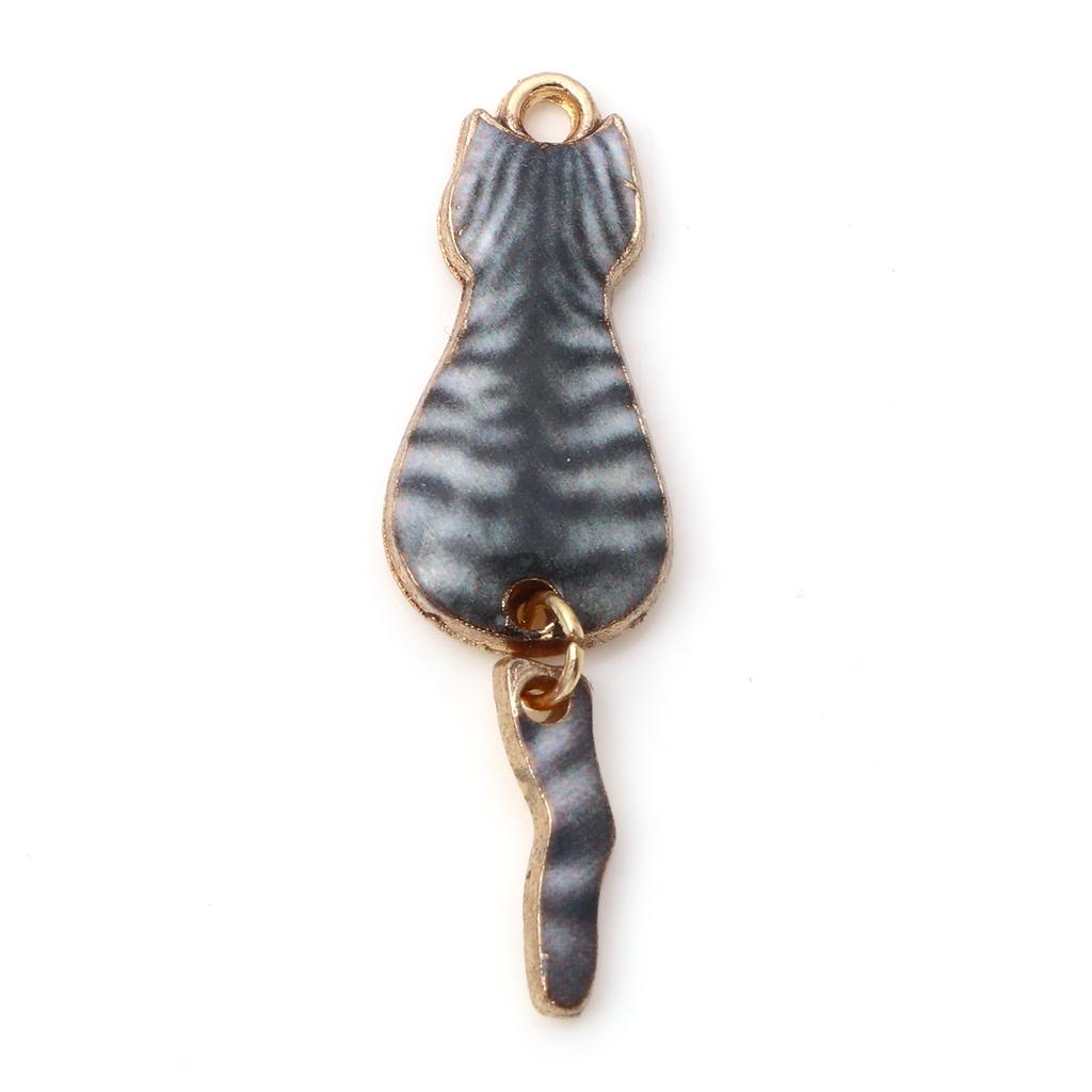 10PCs Cat Enamel Gold Color Metal Charms Animal Pendants Multicolor DIY Making Necklace Earrings Women Fashion Jewelry 3.5cmx1cm