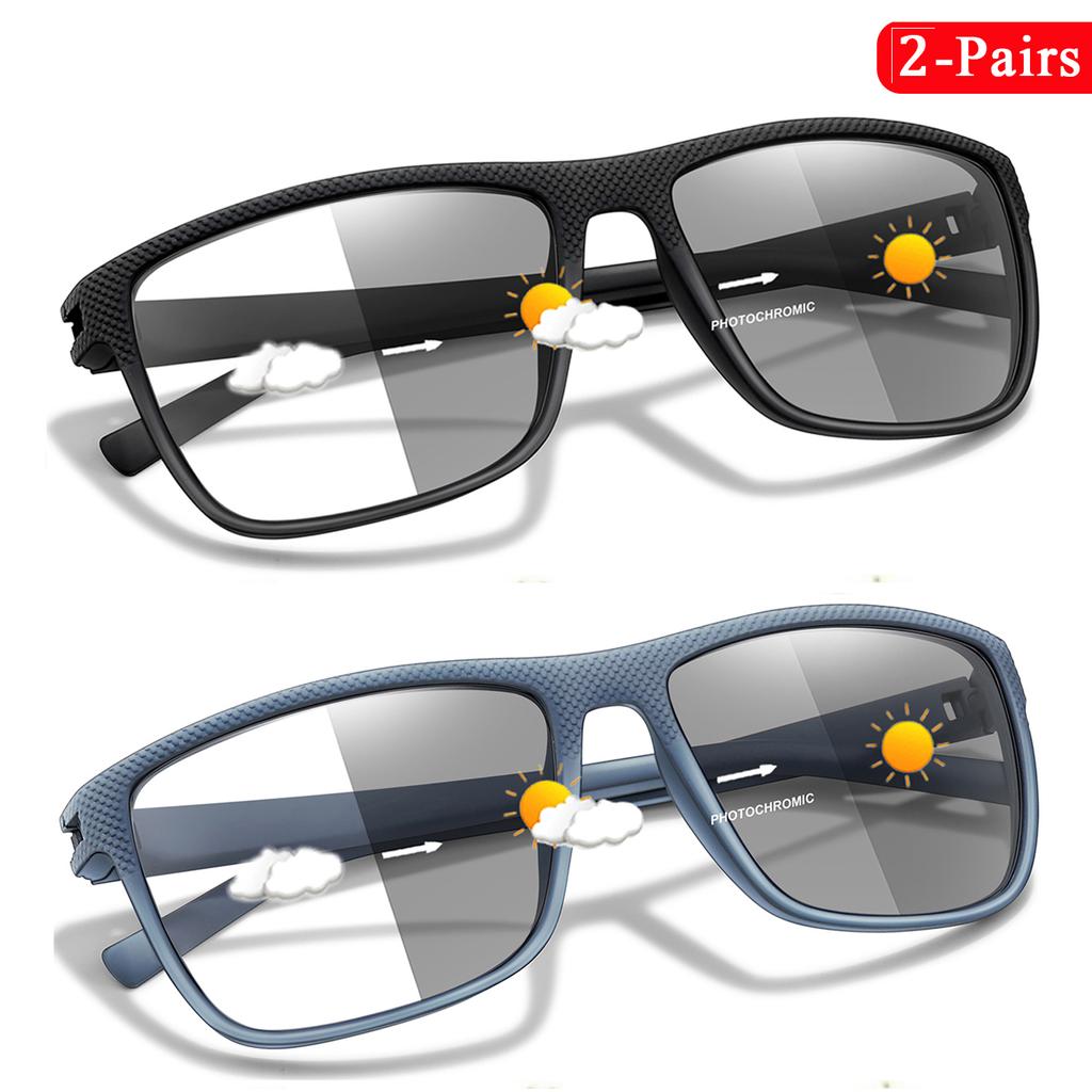 2-Pair Photochromic Reading Glasses Anti-blue Classic Eyewear For The Wholesale Retail Business Men Surf the Internet