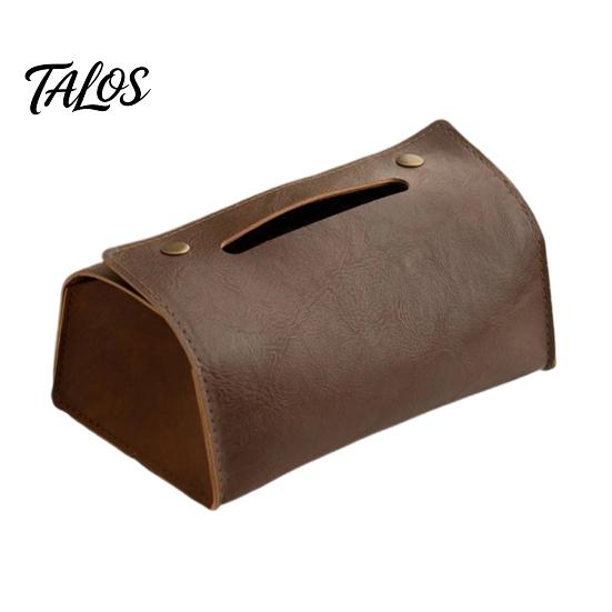 Dining Room Tissue Organizer PU Leather Box, Foldable Retro Style Holder, Space Saving Box Decorative Desktop Organizer, for Office Desk Home