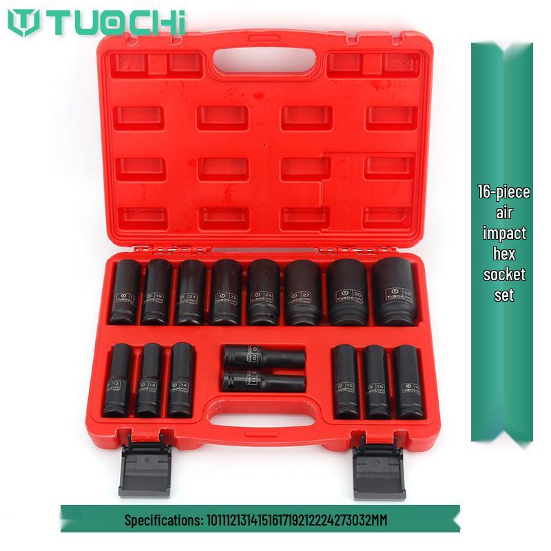 16-Piece Torx Hex Air Impact Socket Set, Extended 1/2  Pneumatic Sockets