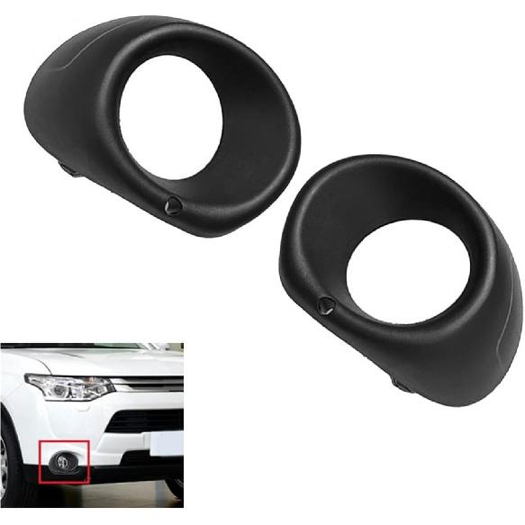 2Pcs Front Bumper Fog Light Lamp Cover Frame Bezel Left&Right Compatible For Mitsubishi Outlander 2013 2014 2015 6400D571 6400D572(Black)