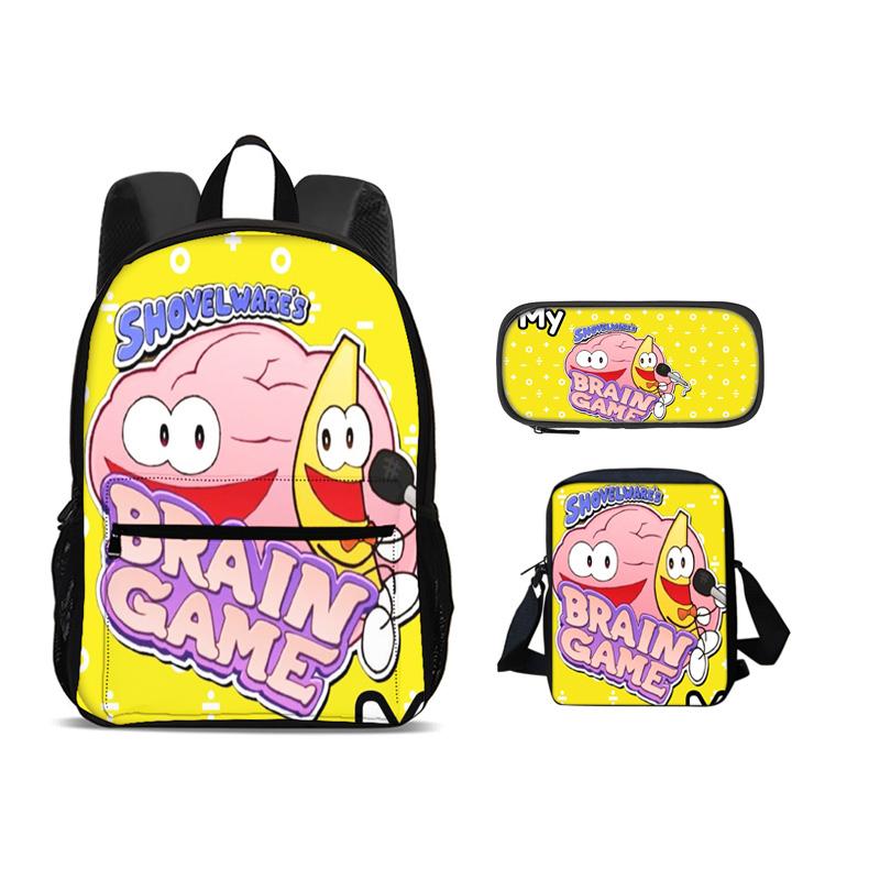Kids 3 Pcs Set Child School Backpack with Shoulder Bag Shovelware Brain Game Pencil Bag Bags Fashion Knapsack Best Gift Rucksack