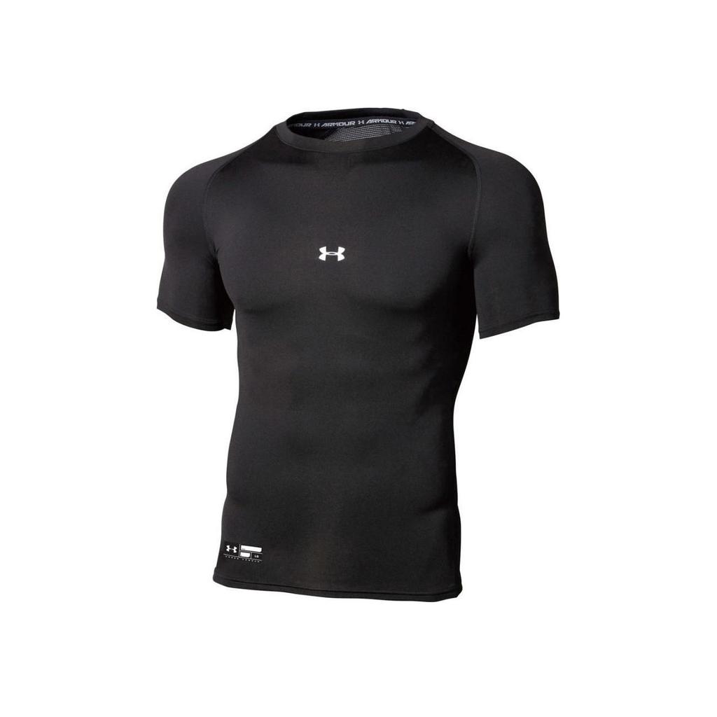 Under Armour Ua Heat Gear Solid Logo Compression Fitted Crew Neck T-Shirt Men Tops Black 1358643-001