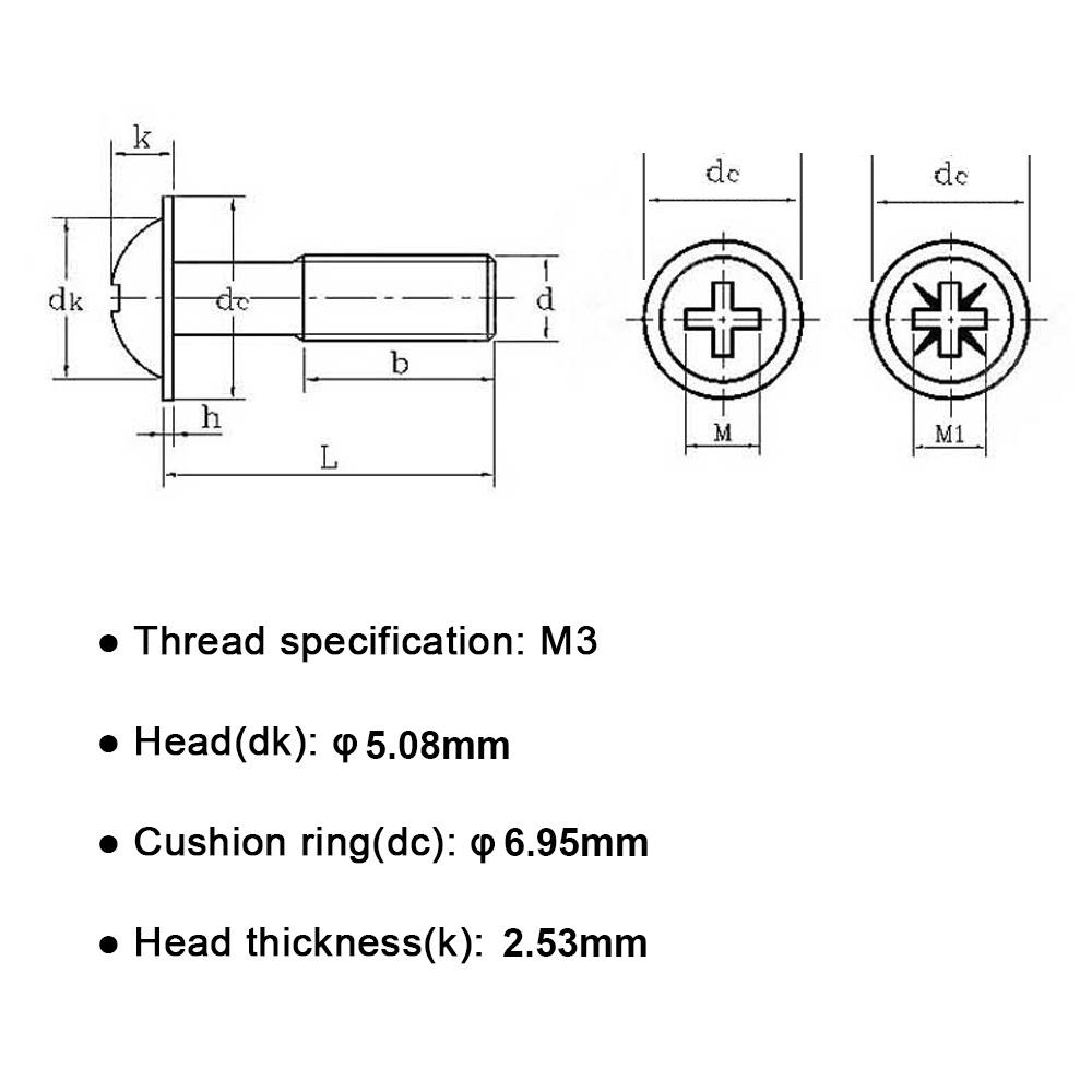 10PCS Round Head Screw PWM Screws Pan Washer M3 M4 Stainless Steel Cross Screw