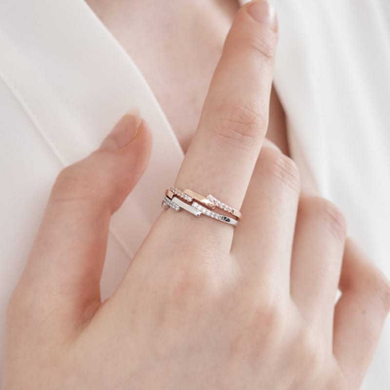 

CRANNE 14K GP Rose White Combination Layered Ring (2 pieces) C24RB094 18