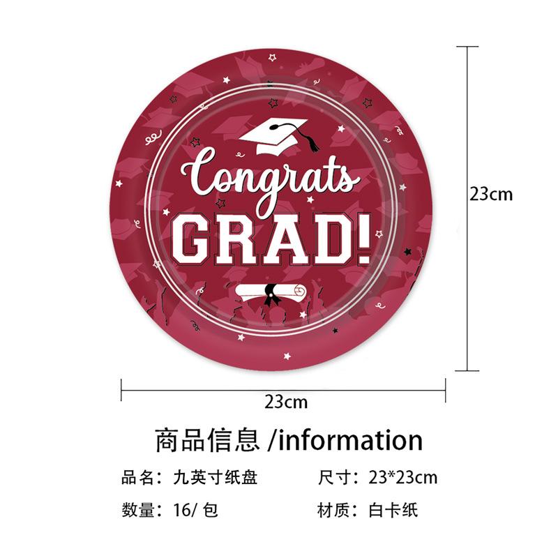 Red Graduation Season Theme Decorating College Graduation Party Disposable Tableware Party Supplies