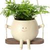 Swing Face Planter Pots, 1/2PCS Wall Hanging Head Planters, Smile Face Resin Flower Pot, Creative Succulents Plants Pot Basket, for Indoor, Outdoor,