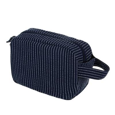 Portable Makeup Organizers Pouch Striped Pattern Spacious Interior For Cosmetics Skincare And Personal Care Items Featuring Easy Carry Handle