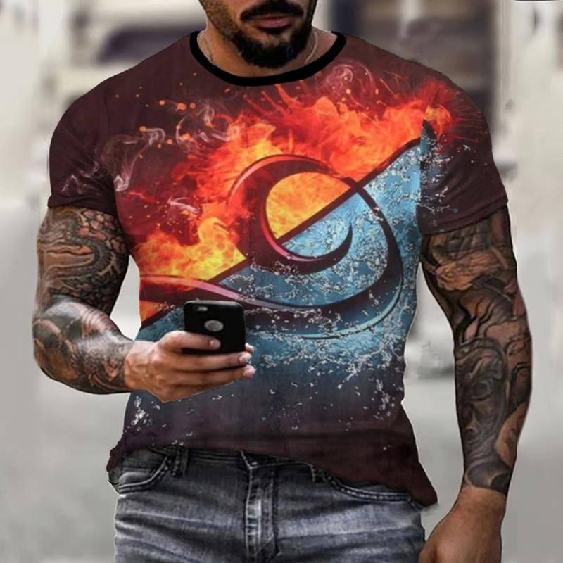 Summer Men's Casual Short Sleeved T-shirt Cool Music Symbol Printing Creative