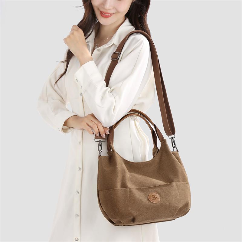 Canvas Shoulder Bag Large Capacity Tote Bag Women's Commuter Underarm Bag