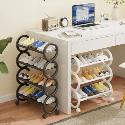 Space Saving Shoe Rack Nail Free Storage Cabinet Household Dustproof Rust Proof Shoe Shelf Portable Shoes Organizer with Roller
