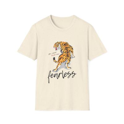 Fearless Tiger Illustration T-Shirt and Kids Tshirt | Hand Lettered Script