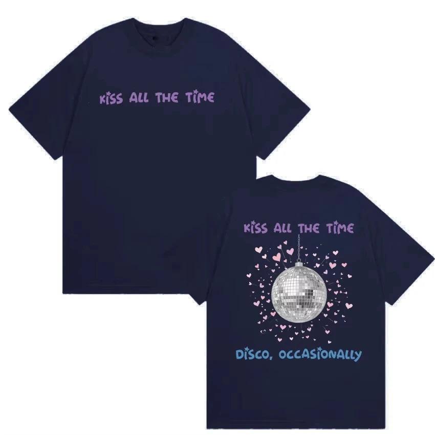

Гаррі Стайлс Цілуйся весь час . Диско, Час від часу. Графічний дизайн з диско-кулею та серцями, двосторонній, оверсайз, вуличний одяг, мерч для фанатів поп-рок концертів XXL