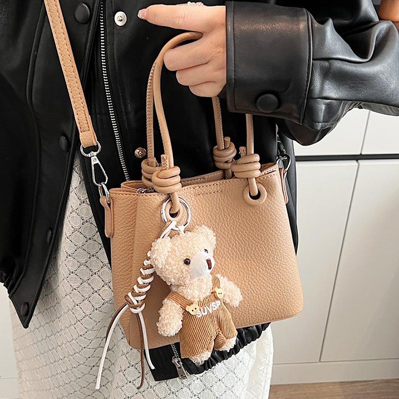New Fashionable and Simple High-end Texture Lychee Pattern Portable Bucket Bag, Foreign Style Versatile Commuter Messenger Women's Bag