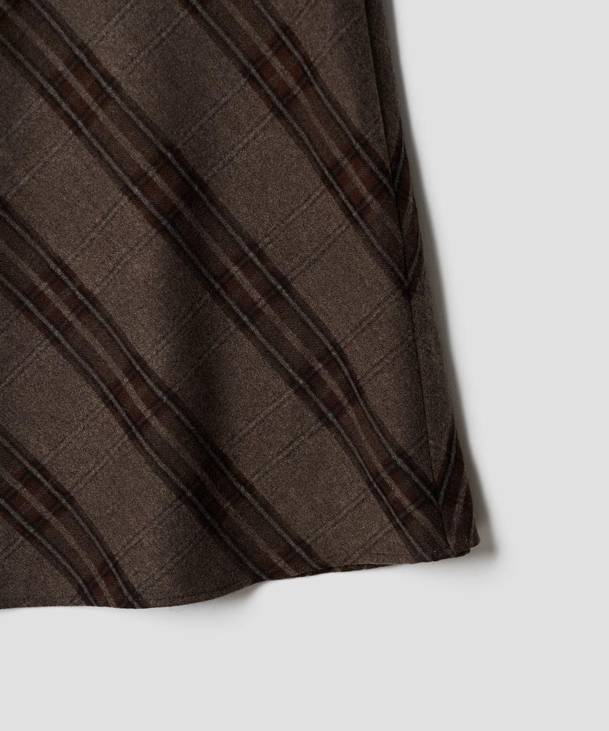 Tudment 70S Classic Check Long Skirt Brown