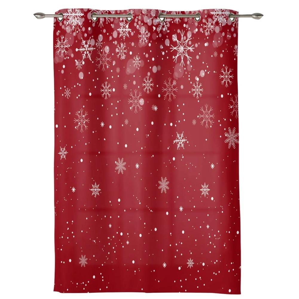 Christmas Winter Snowflake Red Window Curtains Decor For Home Bedroom Kitchen Living Room Ornament Xmas Gifts Navidad Curtains