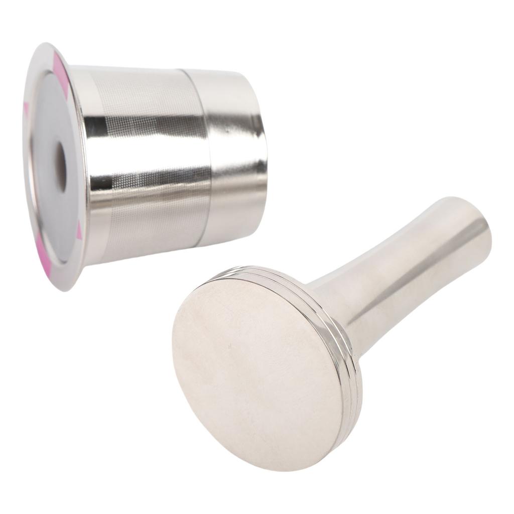 Opakovaně použitelná kávová kapsle Nerezová plnitelná kávová filtrační kapsle s pěchovadlem, kartáčkem a lžičkou