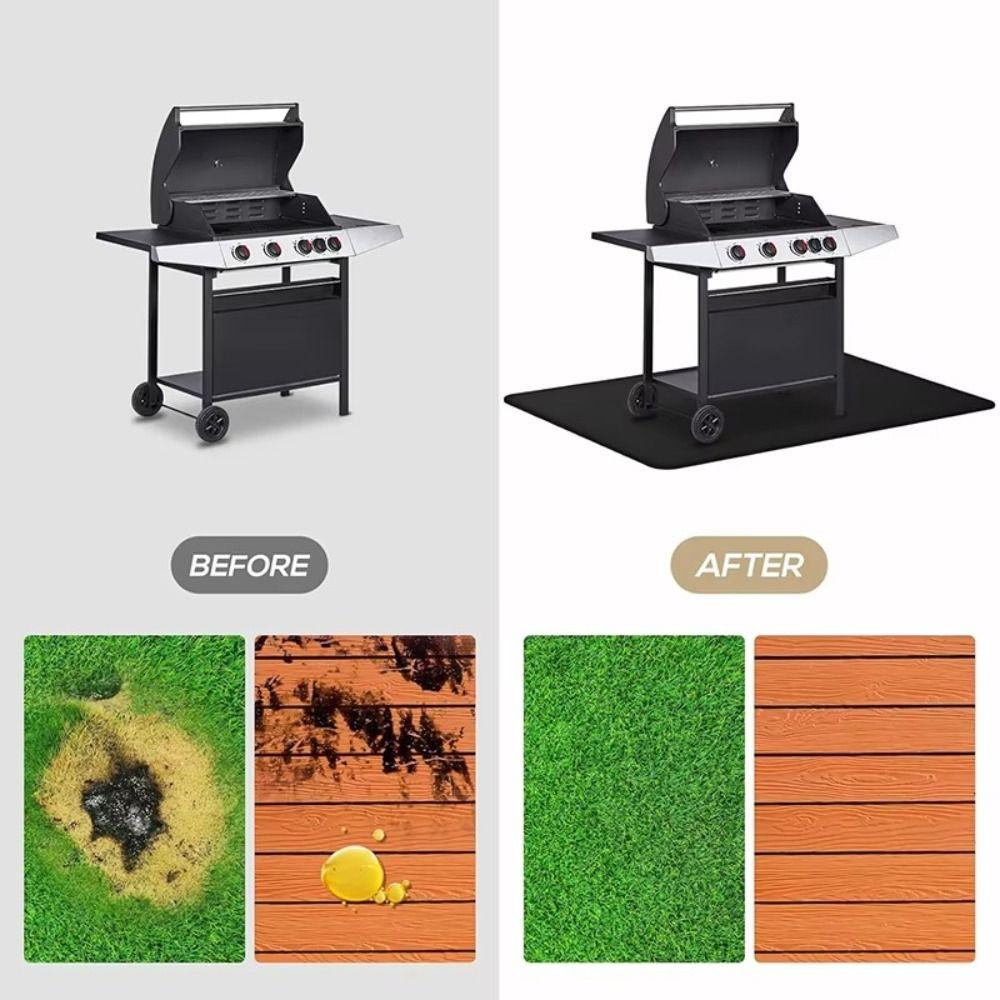 Oilproof Barbecue Grills Mat High Temperature Resistant Black Fireplaces Protective Mat Fire Retardant Protection Pad