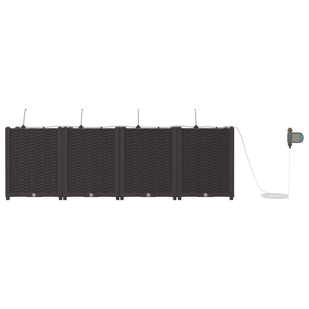 Garden Planter Set 4 pcs Brown 160 x 40 x 52 cm Plastic