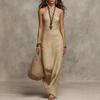 Vestido Largo Liso de Cuello Halter sin Mangas para Mujer Ajustado de Cintura Alta Casual para Fiesta