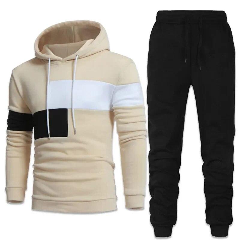 2026 Fashion Men Tracksuits Hoodies Suit Autumn Winter Men Hooded Sweater and Sweatpants Two Piece Set Plus Size Men's Clothing