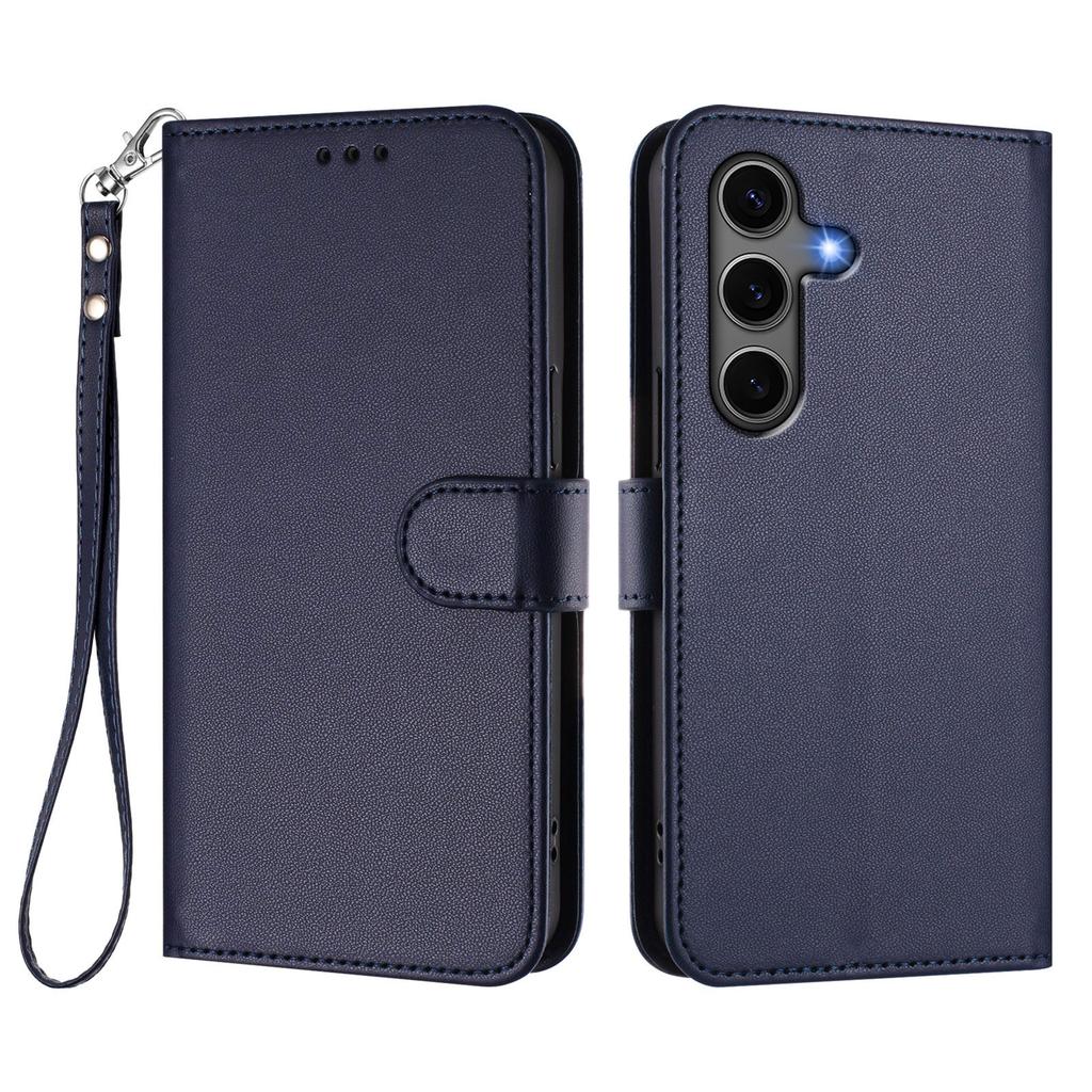 For Samsung Galaxy S24+/Galaxy S25+ Leather Case Wallet Stand Phone Cover with Wrist Strap