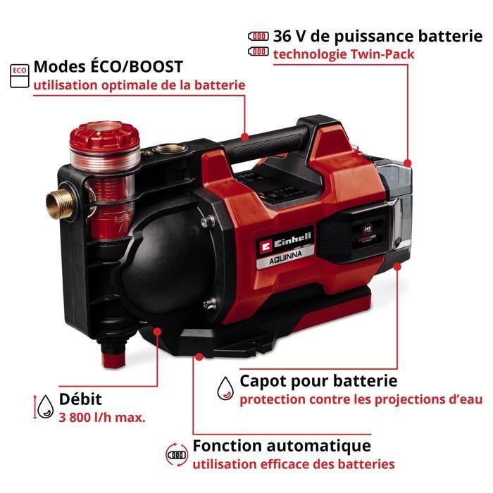 Einhell Pompe D'arrosage Sans Fil AQUINNA 36/38 F LED AUTOMATIQUE Solo PXC (36V) Livré Sans Batterie Ni Chargeur