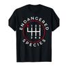 European Sizes Endangered Species Manual Gearbox Stick Shift 6-Speed Graphic T-Shirt - Retro Automotive Design with Red