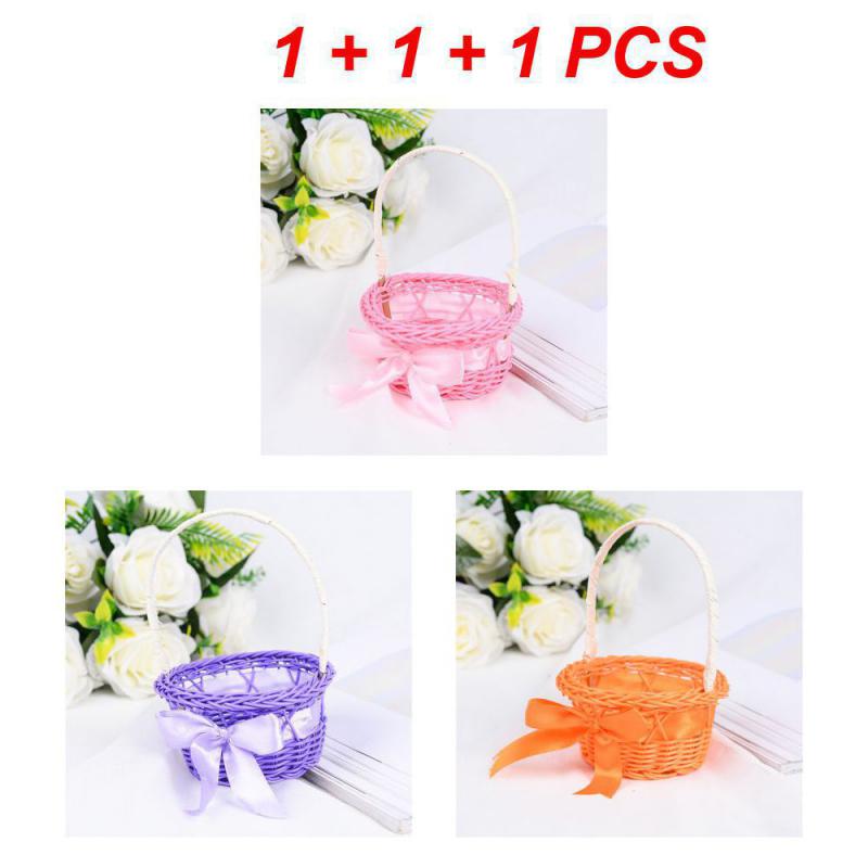 2/3/4PCS Picnic Basket Environmentally Friendly Adopt High-quality Plastic Rattan Material Handwork Holiday Decoration Portable