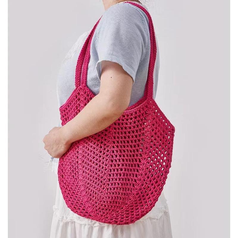 Handliche faltbare Einkaufs-Baumwollnetztasche, wiederverwendbare Obstnetztasche, gewebte Netztasche mit Hohlmuster für die Küchenaufbewahrung