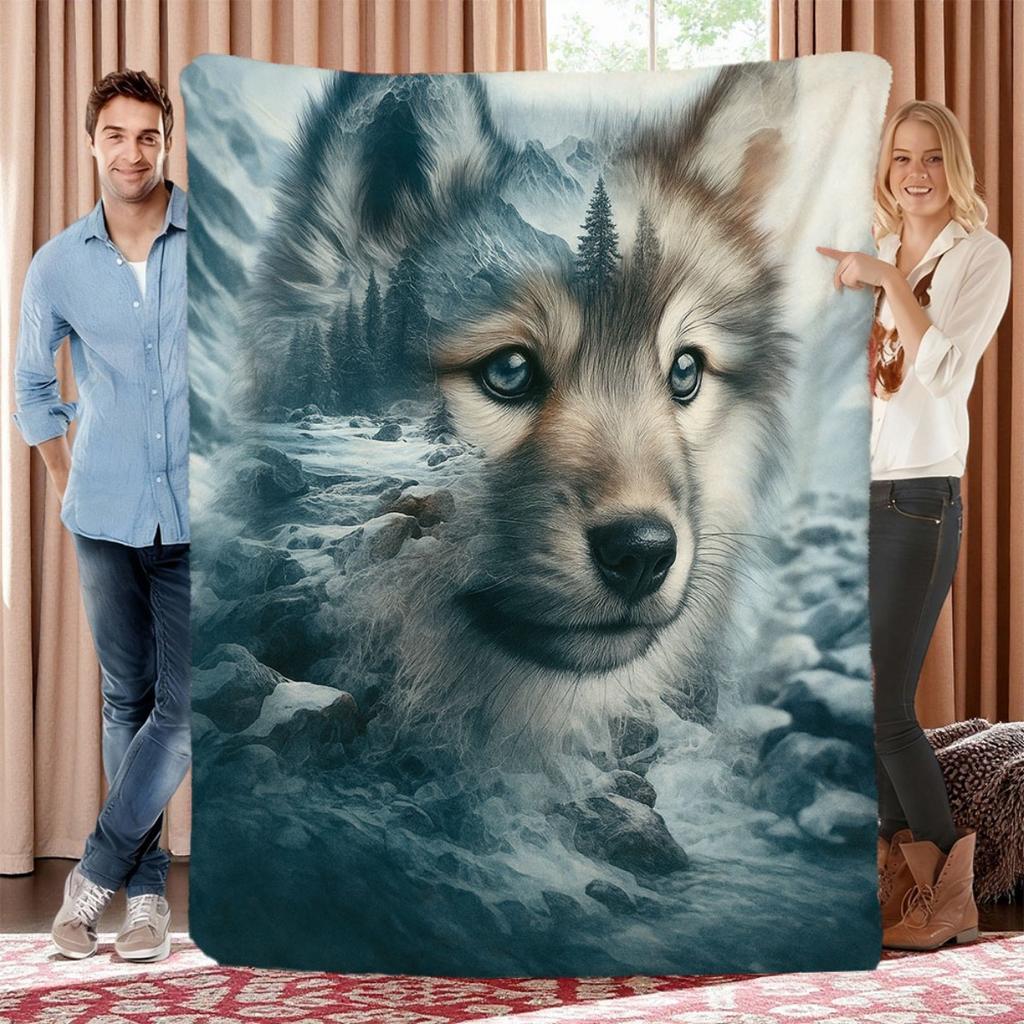 Wolf Portrait Blanket Mountain Forest Flannel Fleece Throw Blankets Cozy Luxury Sofa Bedspread Aesthetic Room Bedding Decor