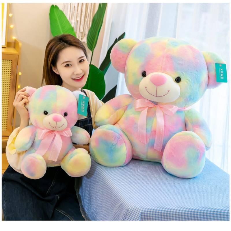 Rainbow Bear Plush Toy With Soft Cotton Material For Kids And Birthday Gift