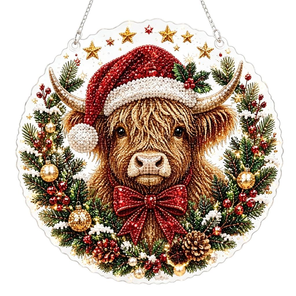 Acrylic Shape Christmas Hanging Ornaments, 2D Flat Decoration for Tree, Home, Party