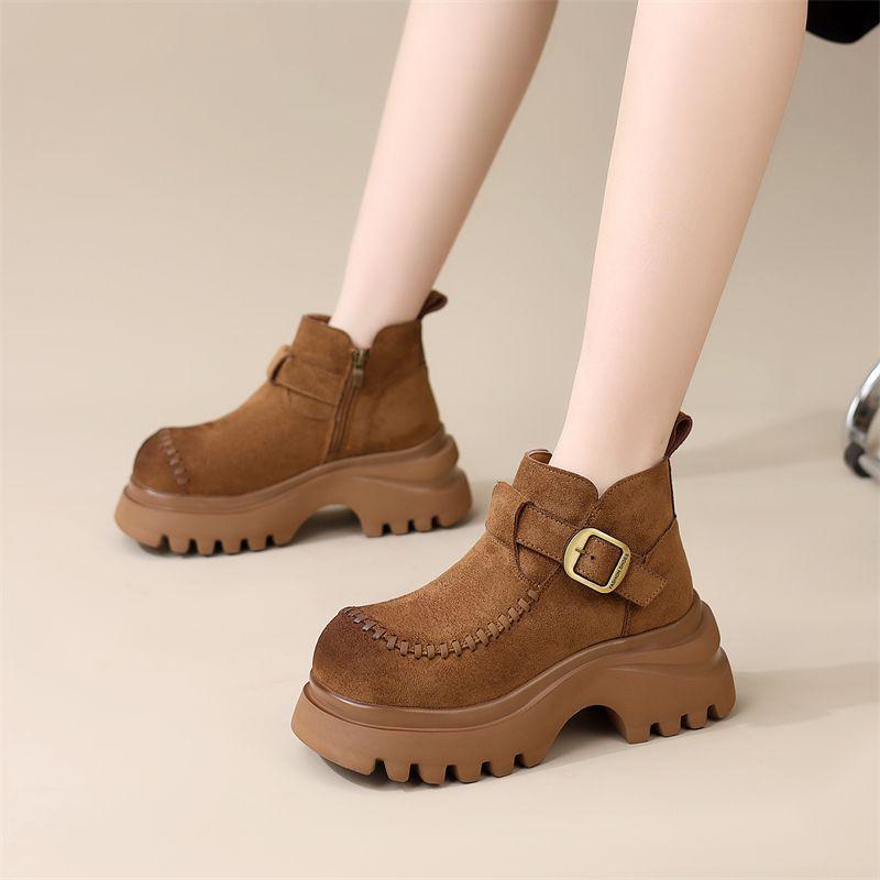 

Женские бархатные ботинки на платформе Birkenstock Martin: Ретро стиль, Толстая подошва, Увеличивающие рост, Низкие для осени. 39